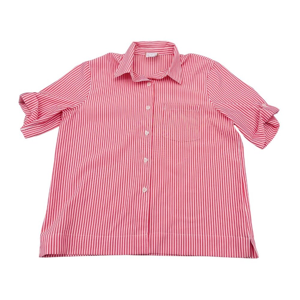 Vintage Coral Striped Women's Large Blouse By Company Collection‎ Short Sleeve